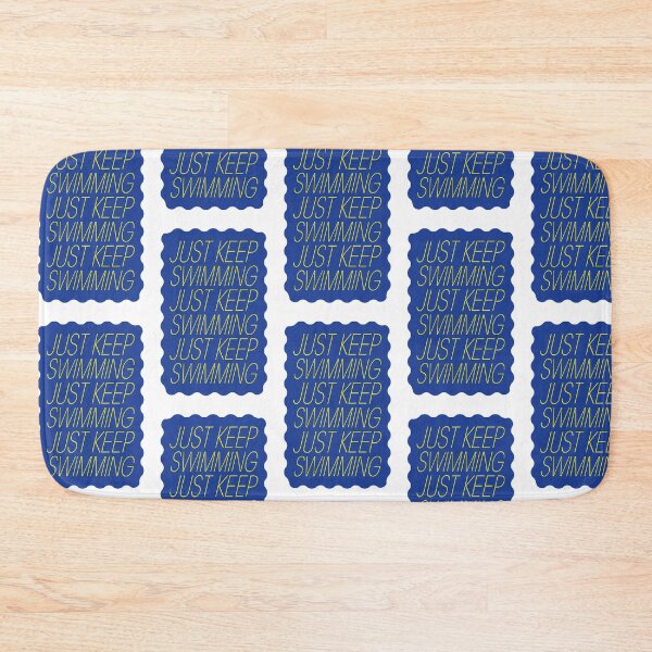 Item preview, Just Keep Swimming – Positive Motivational Quote Blue and Yellow Typography Design designed and sold by Mantra Mama.