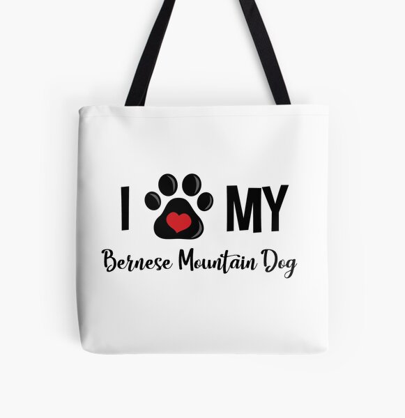 I Love My Bernese Mountain Dog All Over Print Tote Bag