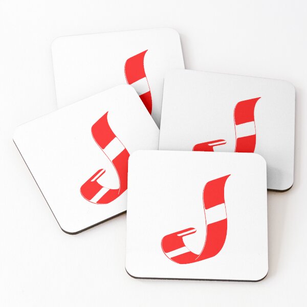 Item preview, Letter J – Retro Red Ribbon Monogram Calligraphy designed and sold by uncoXab.