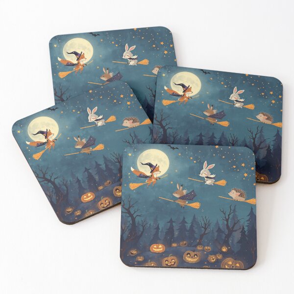 Item preview, Midnight Broomstick Ride Over the Enchanted Forest designed and sold by WildlifeWhimsy.