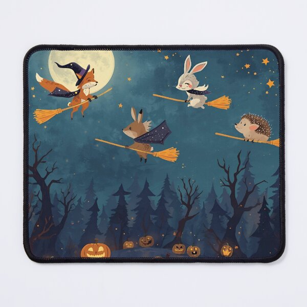 Item preview, Midnight Broomstick Ride Over the Enchanted Forest designed and sold by WildlifeWhimsy.