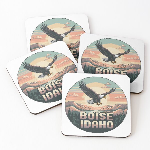 Item preview, Boise Idaho Eagle Pixel Art – Retro Wildlife Landscape Design designed and sold by CircinusStore.