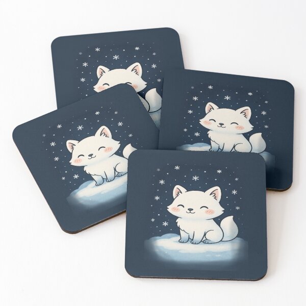 Item preview, Kawaii Arctic Fox in Snow – Cute Winter Fox Illustration designed and sold by RyoSaeba90.