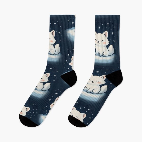 Item preview, Kawaii Arctic Fox in Snow – Cute Winter Fox Illustration designed and sold by RyoSaeba90.