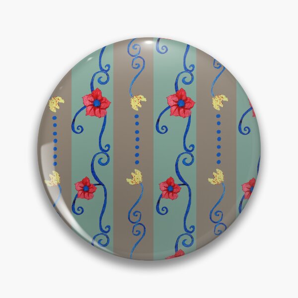 Item preview, Watercolor Floral Stripe Pattern with Red and Blue Accents designed and sold by thanratdesign.