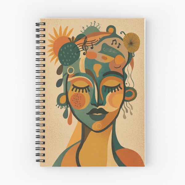 Item preview, Mid-Century Modern Abstract Portrait in Warm Earthy Colors | Retro Boho Wall Art with Musical Motifs  designed and sold by DzurDesigns .