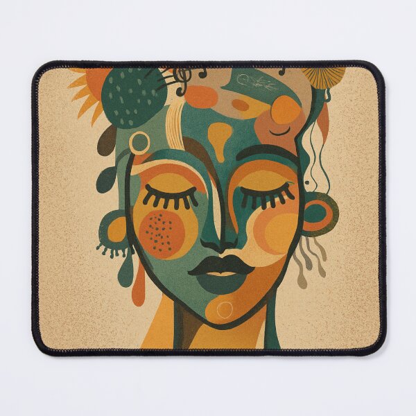 Item preview, Mid-Century Modern Abstract Portrait in Warm Earthy Colors | Retro Boho Wall Art with Musical Motifs  designed and sold by DzurDesigns .