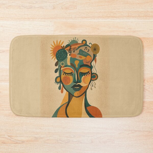 Item preview, Mid-Century Modern Abstract Portrait in Warm Earthy Colors | Retro Boho Wall Art with Musical Motifs  designed and sold by DzurDesigns .