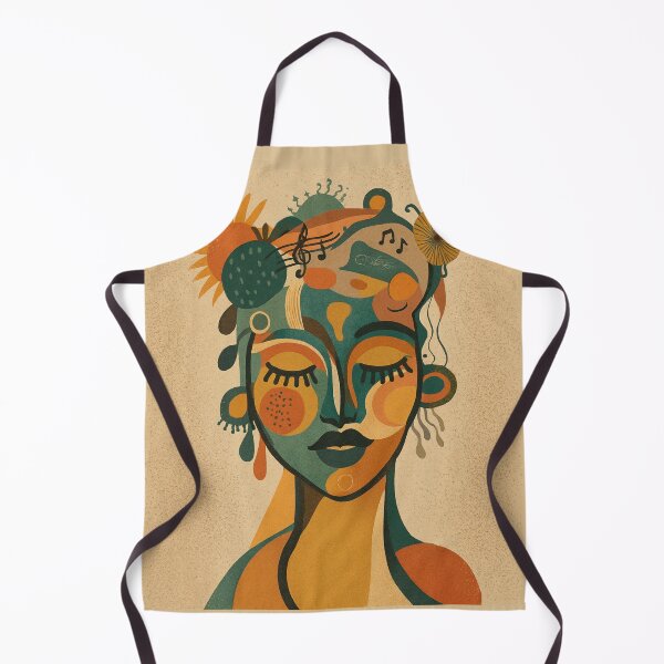 Item preview, Mid-Century Modern Abstract Portrait in Warm Earthy Colors | Retro Boho Wall Art with Musical Motifs  designed and sold by DzurDesigns .