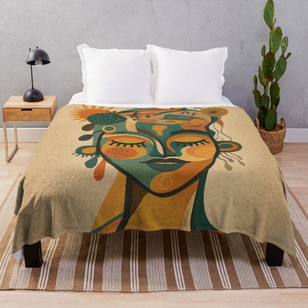 Item preview, Mid-Century Modern Abstract Portrait in Warm Earthy Colors | Retro Boho Wall Art with Musical Motifs  designed and sold by DzurDesigns .