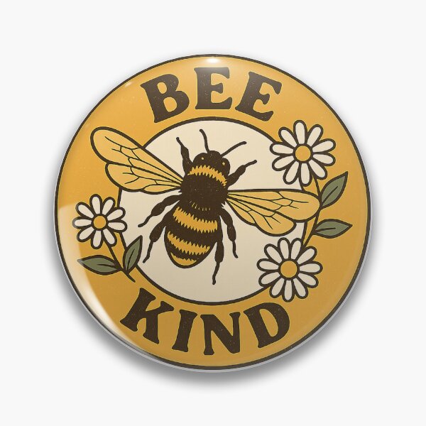 Item preview, Bee Kind – Vintage Bumblebee & Daisies Positivity Badge designed and sold by BadaBingBear.