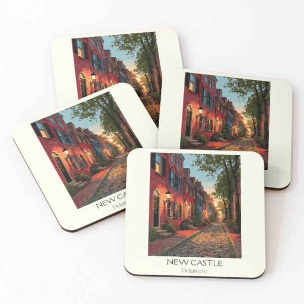 Item preview, New Castle Delaware Cobblestone Street | Historic Night Poster designed and sold by TuncGK.