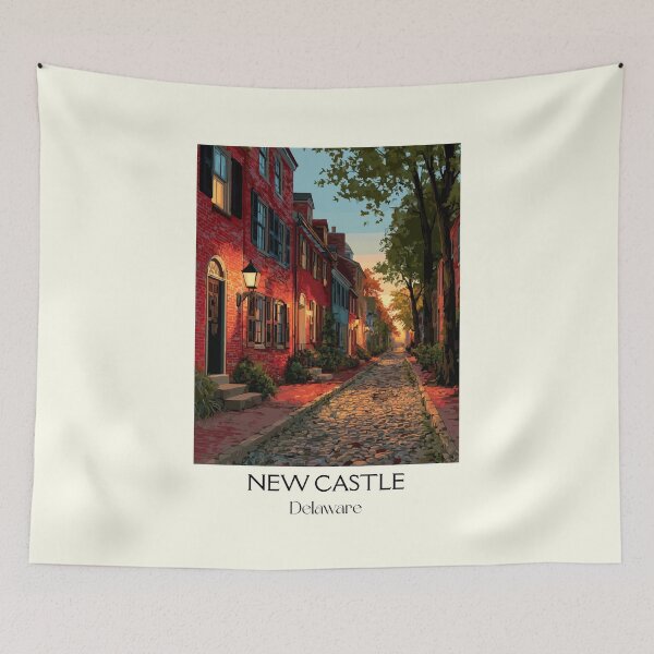 Item preview, New Castle Delaware Cobblestone Street | Historic Night Poster designed and sold by TuncGK.
