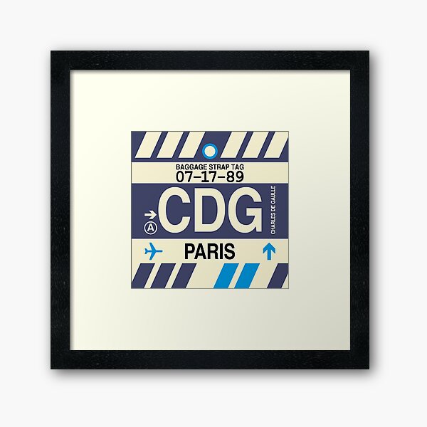 CDG Paris • Airport Code Art • Jet Age Design Framed Art Print