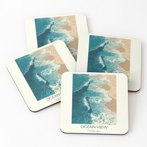 Item preview, Ocean View Delaware Crashing Waves | Aerial Beach Poster designed and sold by TuncGK.