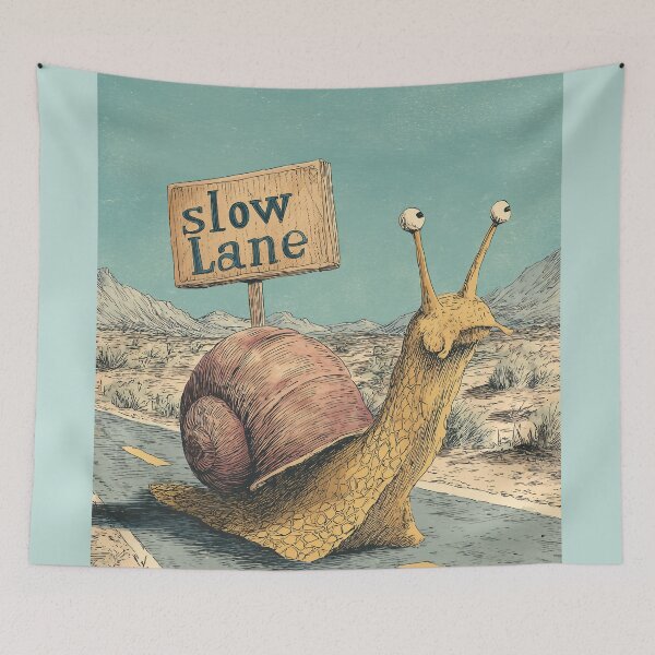 Item preview, Slow Lane – Funny Retro Snail Illustration designed and sold by Meiersbeste.