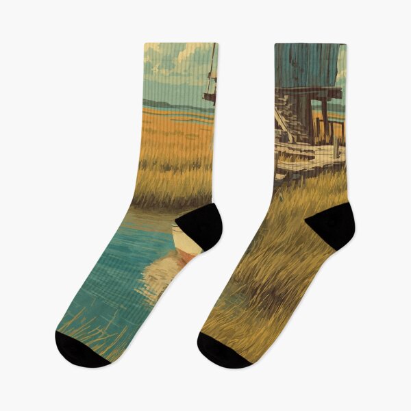 Item preview, Port Penn Delaware Marsh House | Coastal Fishing Village Poster designed and sold by TuncGK.