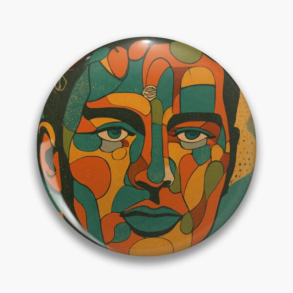 Item preview, Abstract Male Portrait Wall Art in Warm Earthy Colors | Geometric Boho Home Decor with Floral Design designed and sold by DzurDesigns .
