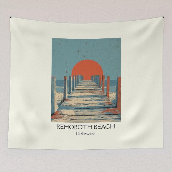 Item preview, Rehoboth Beach Delaware Pier | Minimalist Sunset Poster designed and sold by TuncGK.