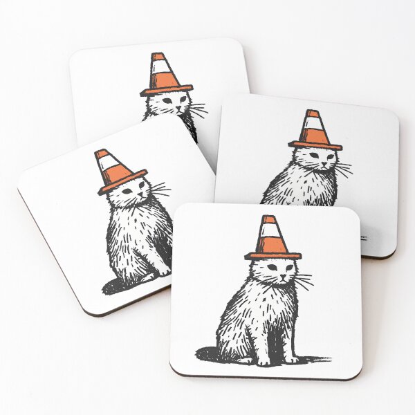 Item preview, Quirky Cat with Traffic Cone Hat - Funny Sketch Art designed and sold by InfiniteOrbit.