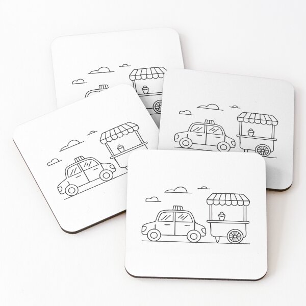 Item preview, A taxi beside a food cart on a busy roadside designed and sold by rasagamastore.