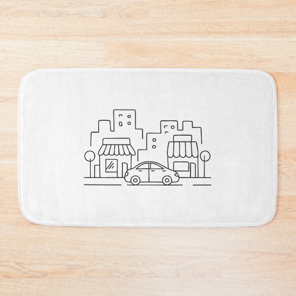 Item preview, A taxi driving past a row of shops in the city designed and sold by rasagamastore.