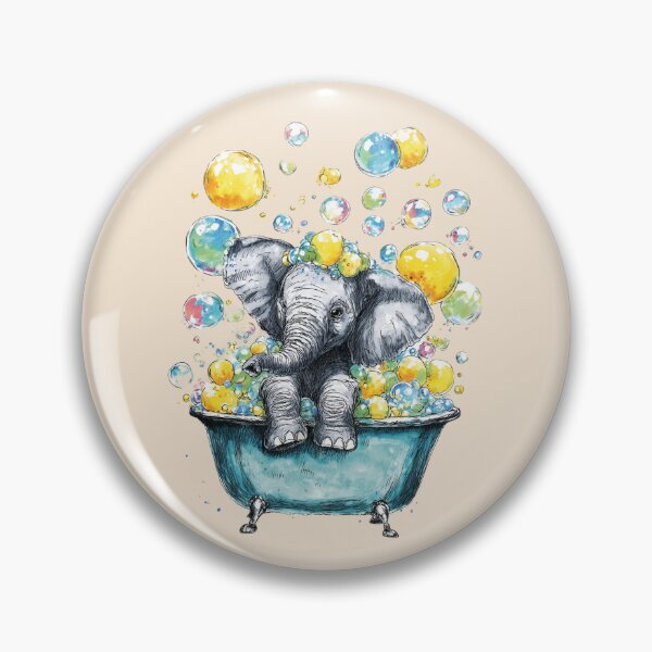 Item preview, Bathing elephant – Funny colorful illustration with soap bubbles designed and sold by Meiersbeste.