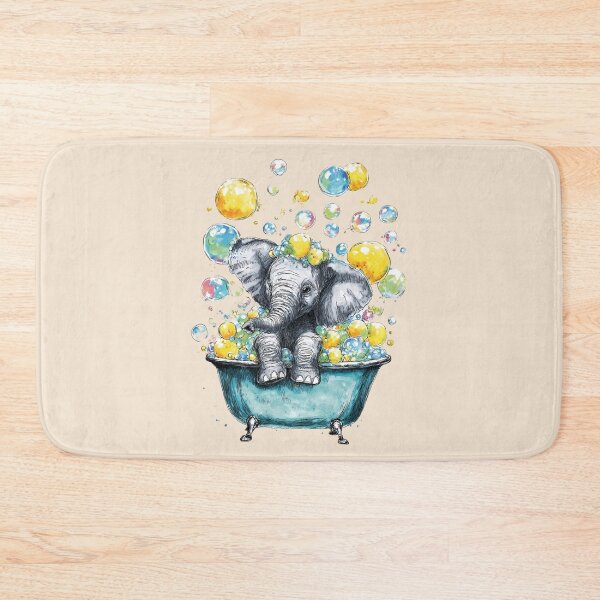 Item preview, Bathing elephant – Funny colorful illustration with soap bubbles designed and sold by Meiersbeste.