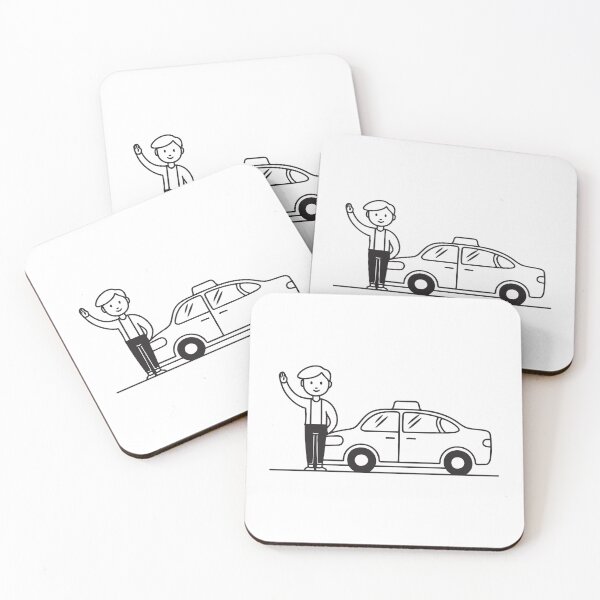 Item preview, A taxi pulled over beside a passenger waving on the curb designed and sold by rasagamastore.