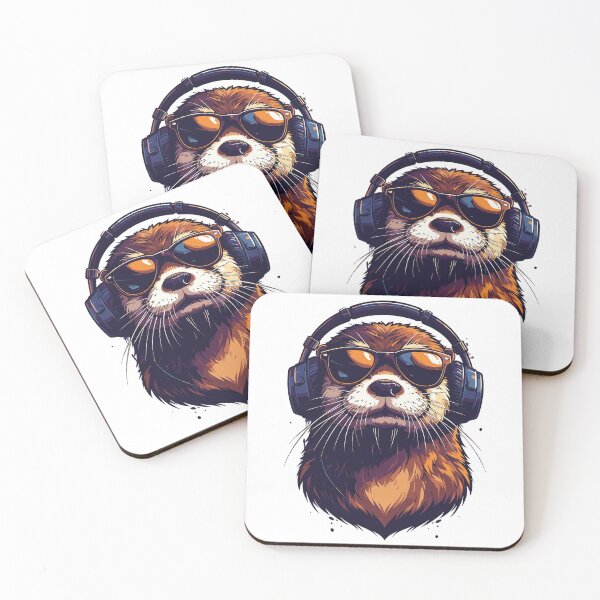 Item preview, Cool otter with headphones and sunglasses – Funny animal design designed and sold by drizzd.