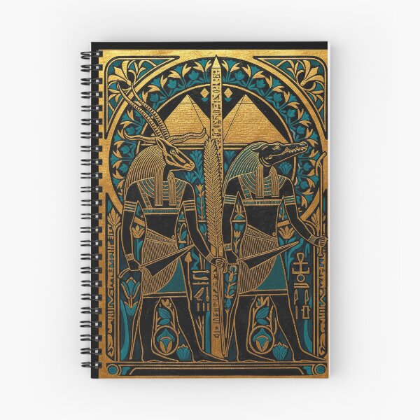 Item preview, Anubis and Sobek Gods Standing Guard | Egyptian Revival Art Deco Nouveau | Luxury Gallery Art Print designed and sold by Vintage Poster Gallery.