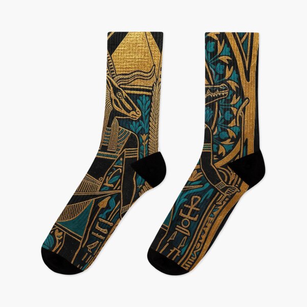 Item preview, Anubis and Sobek Gods Standing Guard | Egyptian Revival Art Deco Nouveau | Luxury Gallery Art Print designed and sold by Vintage Poster Gallery.