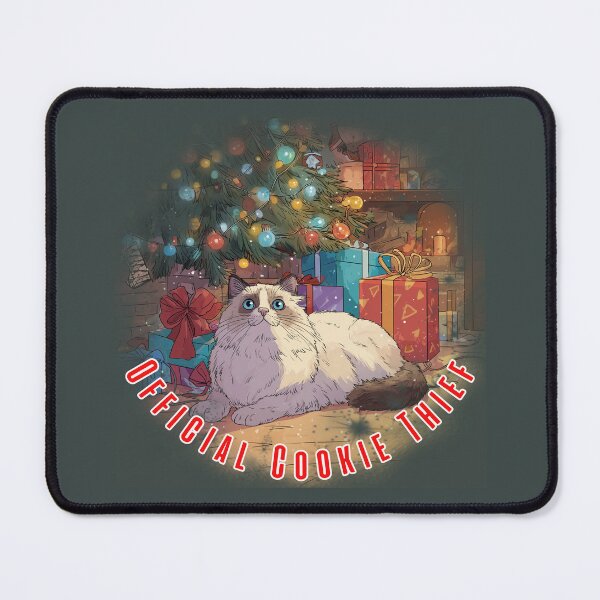 Item preview, Official Cookie Thief – Cute Christmas Cat Under the Tree designed and sold by Pawprints by Katrze.