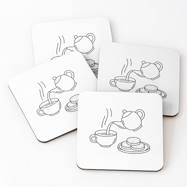 Item preview, A tea being poured into a cup beside a plate of biscuits designed and sold by rasagamastore.