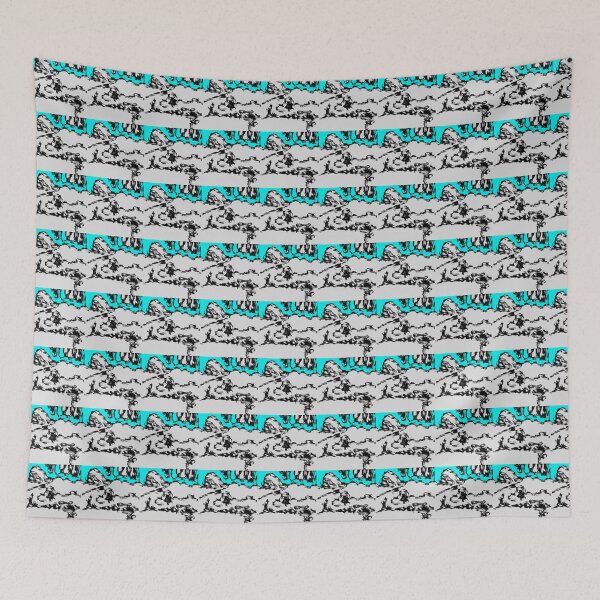 Item preview, black white tourqoise abstract pattern decor designed and sold by ackelly4.