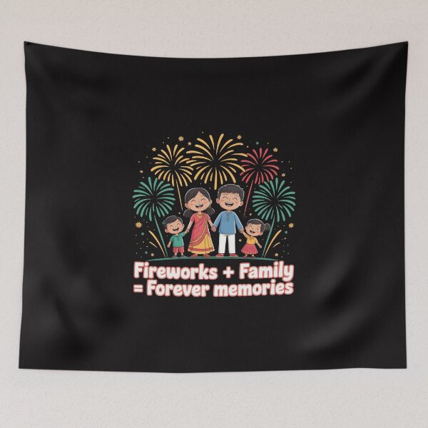 Item preview, Fireworks + Family = Forever Memories – Heartwarming Diwali Design designed and sold by Jollys-ArtShop.