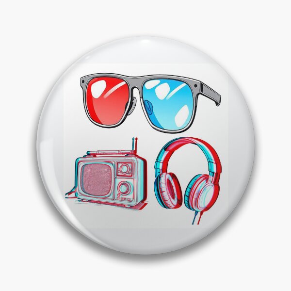 Item preview, RedCyan 3D glasses objects radio headphones Cool Graphic Text designed and sold by Designovas.