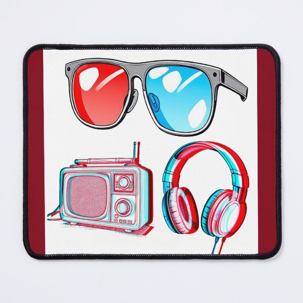 Item preview, RedCyan 3D glasses objects radio headphones Cool Graphic Text designed and sold by Designovas.