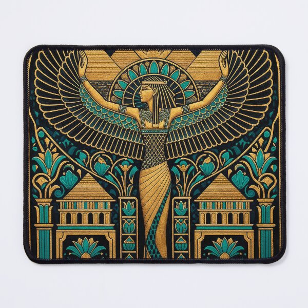 Item preview, Winged Isis Goddess Standing Figure | Egyptian Revival Art Deco Nouveau | Luxury Gallery Art Print designed and sold by Vintage Poster Gallery.