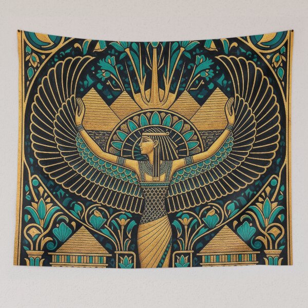 Item preview, Winged Isis Goddess Standing Figure | Egyptian Revival Art Deco Nouveau | Luxury Gallery Art Print designed and sold by Vintage Poster Gallery.