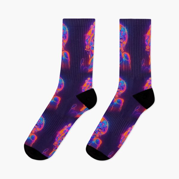 Item preview, Abstract woman psychedelic electric glow line art neon boho hippie floral designed and sold by DzurDesigns .