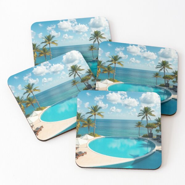 Item preview, Tiered Tropical Oceanfront Pool | Infinity Blue Horizon designed and sold by Vida e Arte.