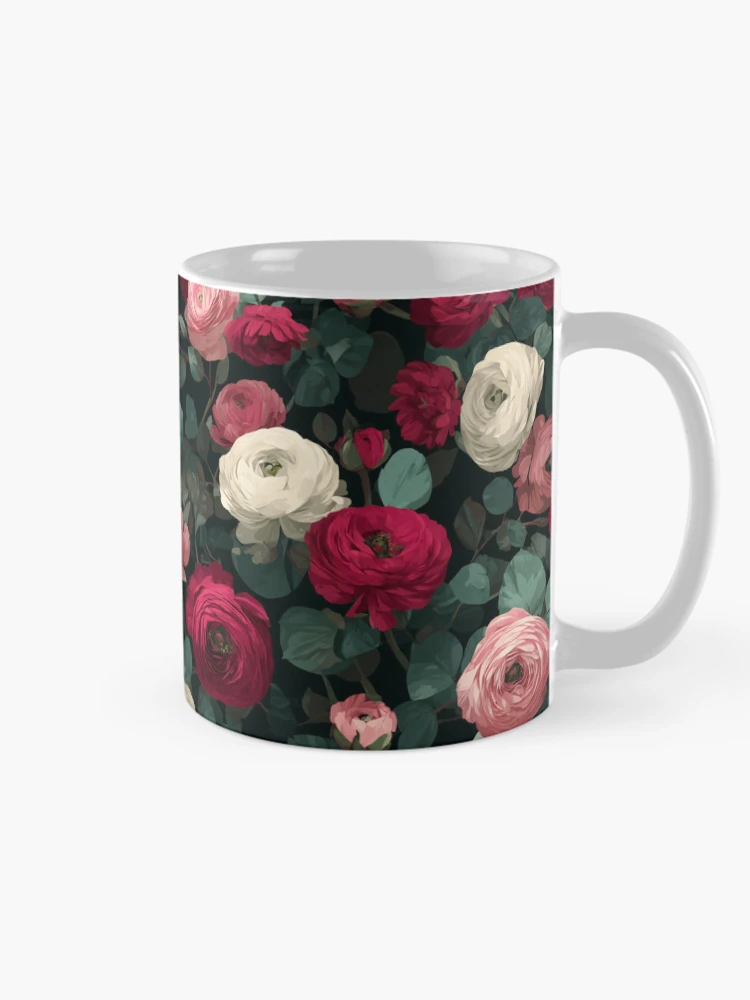 Thumbnail 3 of 6, Coffee Mug, Unique Stunning Ranunculus Pattern For Ranunculus Fan designed and sold by RoyalStarsPatts.