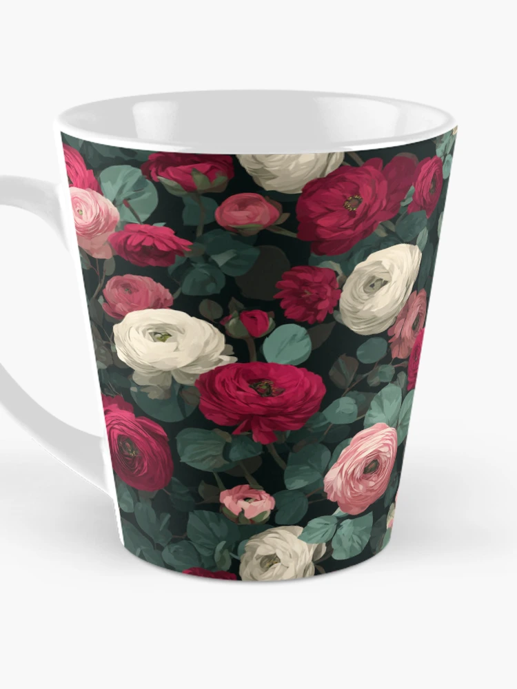 Thumbnail 3 of 4, Coffee Mug, Unique Stunning Ranunculus Pattern For Ranunculus Fan designed and sold by RoyalStarsPatts.