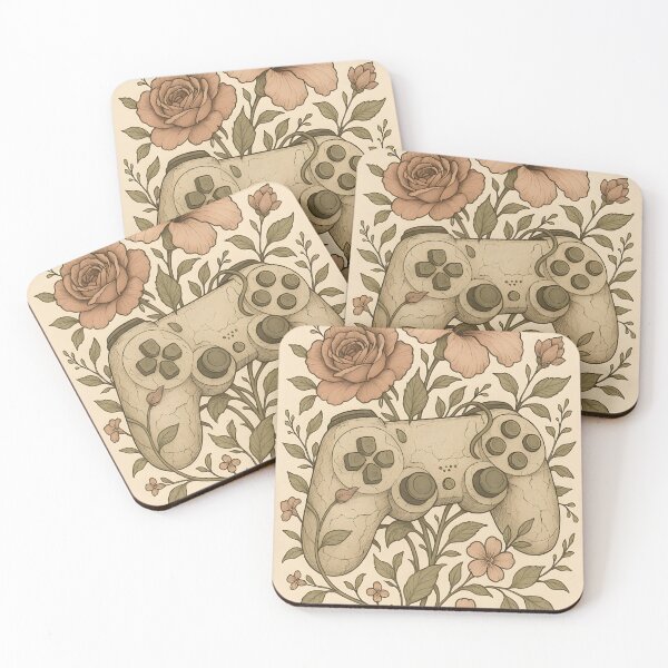 Item preview, Floral Game Controller – Botanical Vintage Ink Illustration designed and sold by VoidBloom Studio.