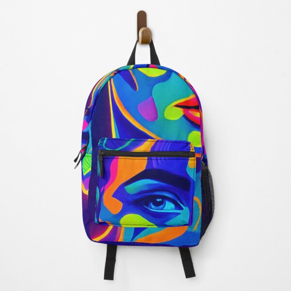 Item preview, Modern surrealism abstract neon line art, woman portrait, psychedelic electric designed and sold by DzurDesigns .