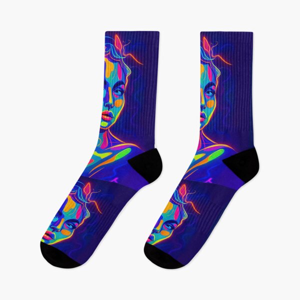 Item preview, Modern surrealism abstract neon line art, woman portrait, psychedelic electric  designed and sold by DzurDesigns .