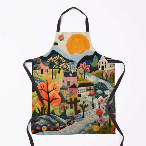 Item preview, Little Houses Naive Art Quilting Style Pattern designed and sold by SecretDicer.