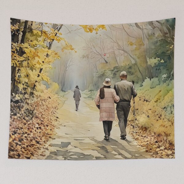 Item preview, Couple Walking in Autumn designed and sold by tomorrowsart.