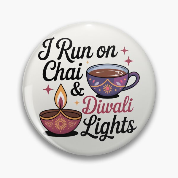 Item preview, I Run on Chai & Diwali Lights – Festive Tea Lover Design designed and sold by Jollys-ArtShop.